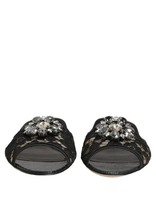 Black Devotion Lace Flats Slip On Shoes