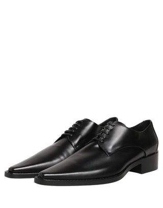 Black Leather Lace Up Derby Dress Shoes