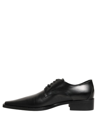 Black Leather Lace Up Derby Dress Shoes