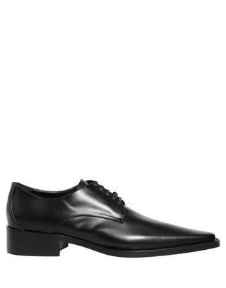 Black Leather Lace Up Derby Dress Shoes