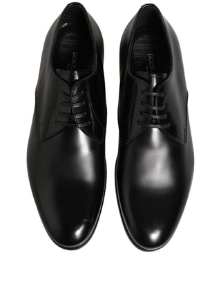 Black Leather Lace Up Derby Dress Shoes