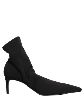 Black Stretch Socks Heels Ankle Boots Shoes