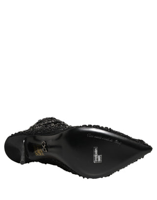Botines negros de malla adornados