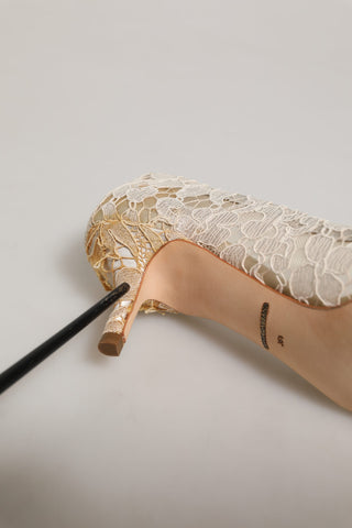 White Taormina Lace Crystal Pumps Shoes