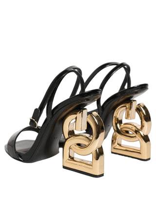 Black Leather Ankle Strap Heels Sandals Shoes