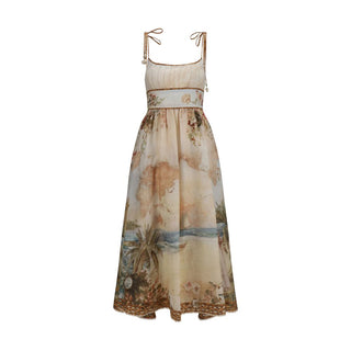 Beige Linen Casual Dress