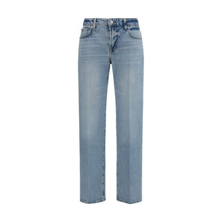 Blue Cotton Straight-Leg Jeans