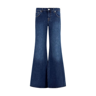 Blue Cotton Flared Jeans