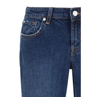 Jeans acampanados azules de algodón