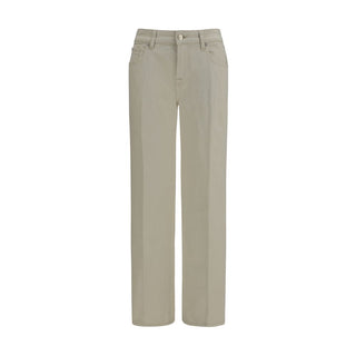 Beige Cotton Straight-Leg Jeans