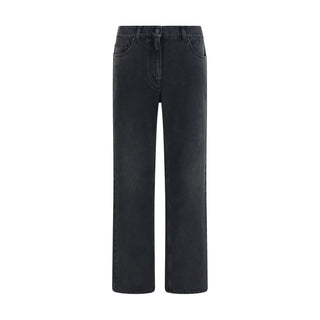 Black Cotton Straight-Leg Jeans