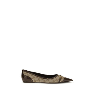 Beige Polyester Ballet Flats