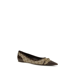 Beige Polyester Ballet Flats