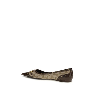 Beige Polyester Ballet Flats