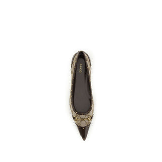 Beige Polyester Ballet Flats