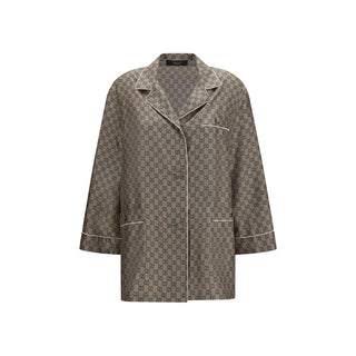 Beige Silk Dress Shirt