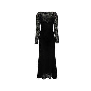 Black Metallic Fibre Casual Dress