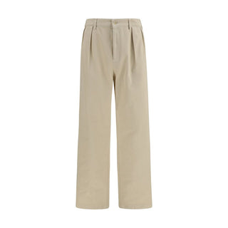 Beige Cotton Casual Pants