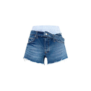 Blue Cotton Bermuda Shorts