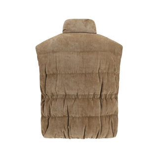 Beige Viscose Sleeveless Jacket