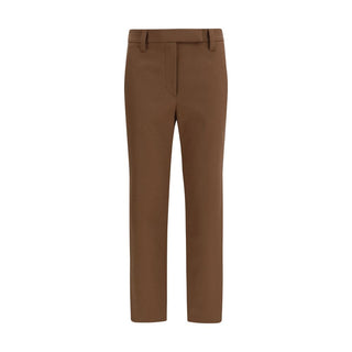 Brown Elastane Casual Pants
