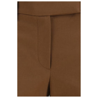 Brown Elastane Casual Pants