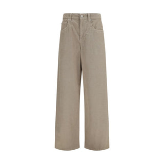 Beige Cotton Casual Pants