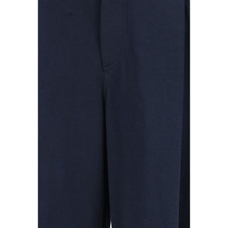 Blue Cotton Casual Pants