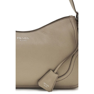 Bolso de Hombro Gris de Cuero de Ternero Bos Taurus  
