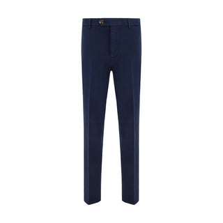 Blue Cotton Casual Pants
