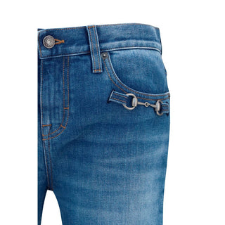 Blue Cotton Flared Jeans