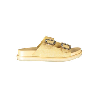Zapatillas femeninas beige de poliuretano