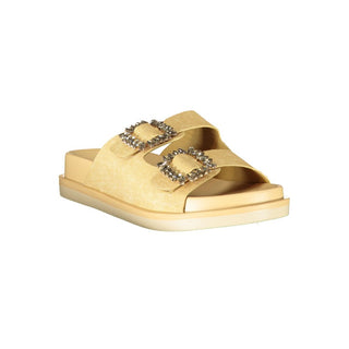 Zapatillas femeninas beige de poliuretano