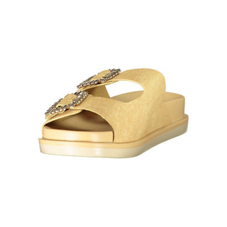 Zapatillas femeninas beige de poliuretano