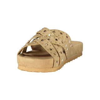 Beige Polyurethane Womens Sandal