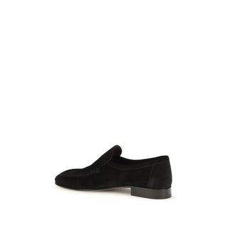 Black Suede Leather Slip-On Loafers