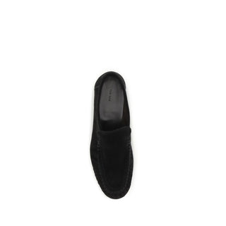 Black Suede Leather Slip-On Loafers