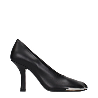 Black Leather High Heel Pumps