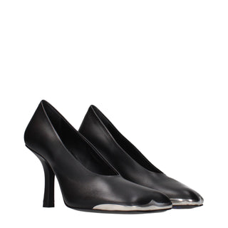 Black Leather High Heel Pumps