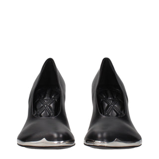 Black Leather High Heel Pumps