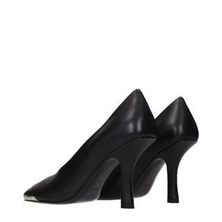 Black Leather High Heel Pumps
