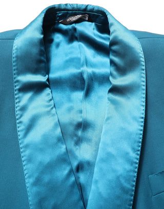 Teal Wool Double Breasted Formal Coat Blazer