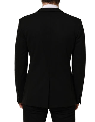 Black Logo Crest SingleBreasted Coat Blazer