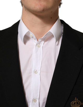 Black Logo Crest SingleBreasted Coat Blazer
