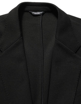 Black Logo Crest SingleBreasted Coat Blazer