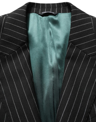Dark Gray Stripes Wool Single Breasted Blazer