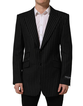 Dark Gray Stripes Wool Single Breasted Blazer