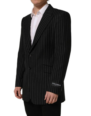 Dark Gray Stripes Wool Single Breasted Blazer