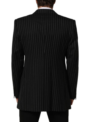 Dark Gray Stripes Wool Single Breasted Blazer