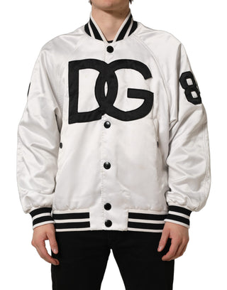 White DG Logo Polyester JerseyBomber Jacket